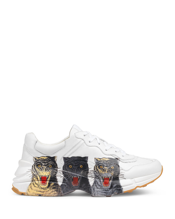 rhyton leather sneaker with tiger