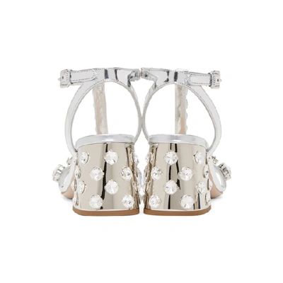Shop Miu Miu Silver Cube Heeled Sandals In F0118 Argen