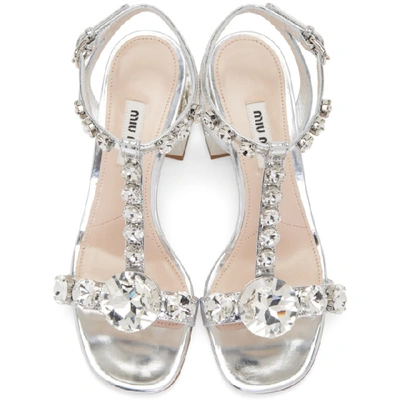 Shop Miu Miu Silver Cube Heeled Sandals In F0118 Argen