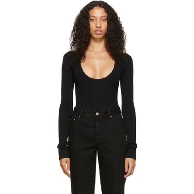 Shop Bottega Veneta Black Scoop Neck Bodysuit In 1000 Black