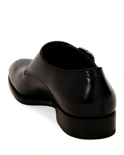 Shop Ferragamo Men's Brighton Tramezza Double-monk Leather Loafers In Black