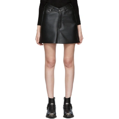 Shop Balenciaga Black Faux-leather V-neck Miniskirt In 1000 Black