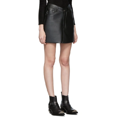 Shop Balenciaga Black Faux-leather V-neck Miniskirt In 1000 Black