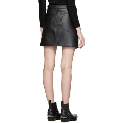 Shop Balenciaga Black Faux-leather V-neck Miniskirt In 1000 Black