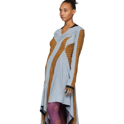 Shop Kiko Kostadinov Blue And Tan Maya Dress