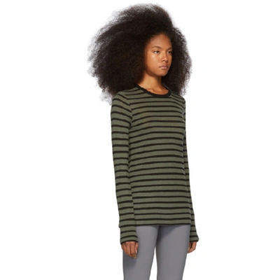 Shop Alexander Wang T Alexanderwang.t Khaki Striped Slub Long Sleeve T-shirt In Cargo/black