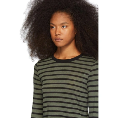 Shop Alexander Wang T Alexanderwang.t Khaki Striped Slub Long Sleeve T-shirt In Cargo/black