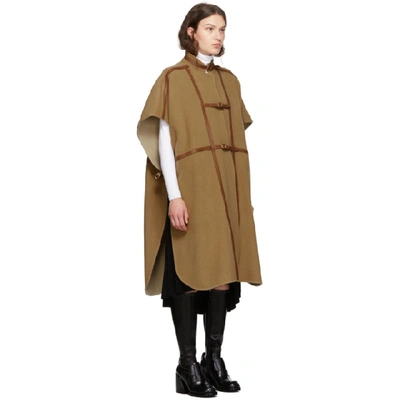 Shop Burberry Beige Wool Harness Cape In Camel