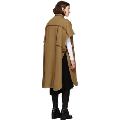 Shop Burberry Beige Wool Harness Cape In Camel