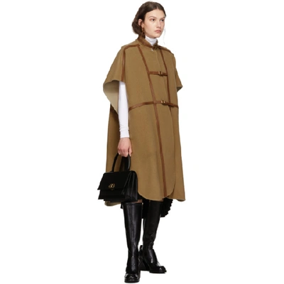 Shop Burberry Beige Wool Harness Cape In Camel