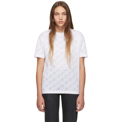 Shop Stella Mccartney White Devore Monogram T-shirt In 9000 White