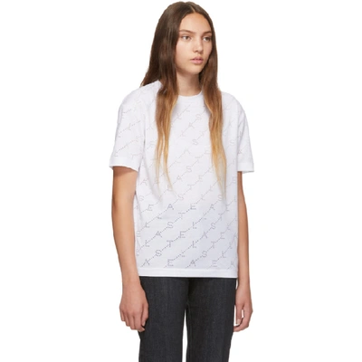 Shop Stella Mccartney White Devore Monogram T-shirt In 9000 White