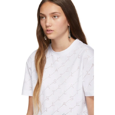 Shop Stella Mccartney White Devore Monogram T-shirt In 9000 White