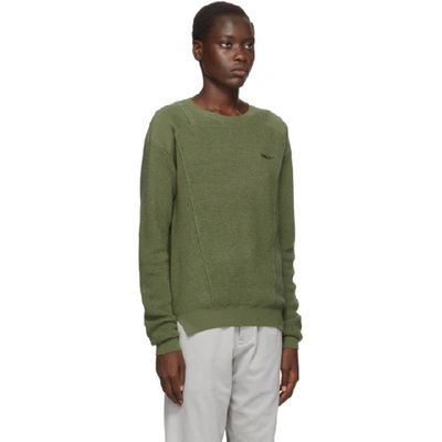 Shop Ambush Green Waffle Knit Crewneck Sweater