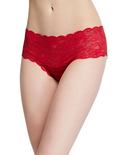 Shop Cosabella Never Say Never Hottie Lace Hotpants In Bright Red