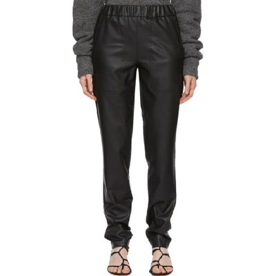 Shop Tibi Black Faux-leather Pull-on Trousers