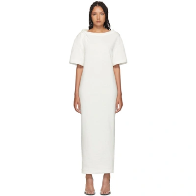 Shop Alexander Wang White Twisted Shoulder T-shirt Dress