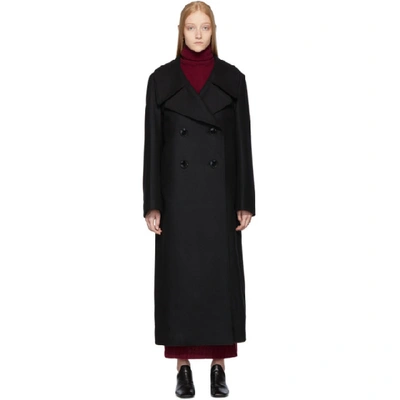 Shop Lemaire Black Long Coat In 999 Black