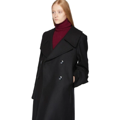 Shop Lemaire Black Long Coat In 999 Black