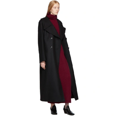 Shop Lemaire Black Long Coat In 999 Black