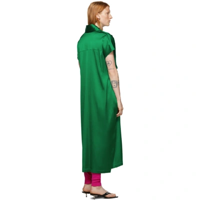 Shop Balenciaga Green Satin Kimono Dress In 3640 Emeral