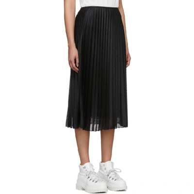 Shop Moncler Black Pleated Mesh Skirt