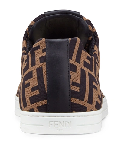 Shop Fendi Men's Allover Ff Low-top Sneakers In Brown