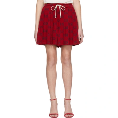 Shop Gucci Red Gg Jacquard Skort In 6431 Red