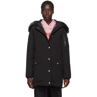 Shop Kenzo Black Down Long Faux-fur Hooded Jacket In 99 Black