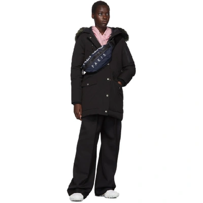 Shop Kenzo Black Down Long Faux-fur Hooded Jacket In 99 Black