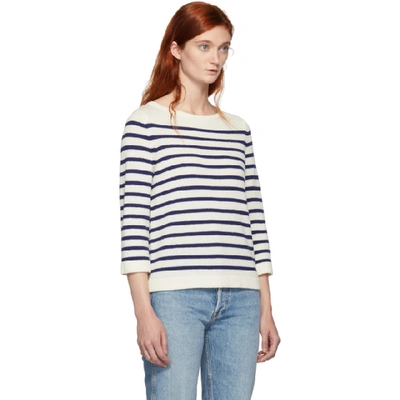 Shop Apc A.p.c. Off-white And Navy Stripe Claudine Pullover In Aad Ecru