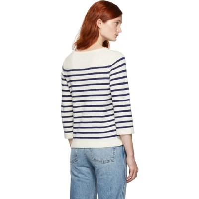 Shop Apc A.p.c. Off-white And Navy Stripe Claudine Pullover In Aad Ecru