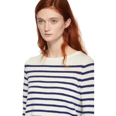 Shop A.p.c. Off-white And Navy Stripe Claudine Pullover In Aad Ecru