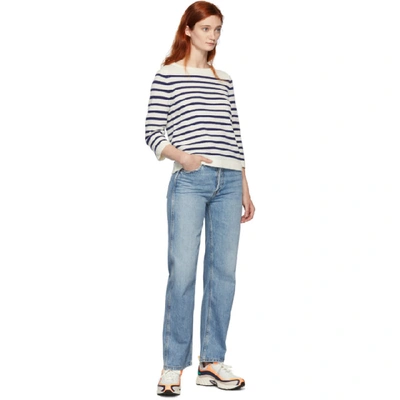 Shop Apc A.p.c. Off-white And Navy Stripe Claudine Pullover In Aad Ecru