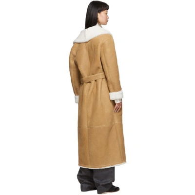 Shop Loewe Tan Shearling Long Coat In 3150 Camel