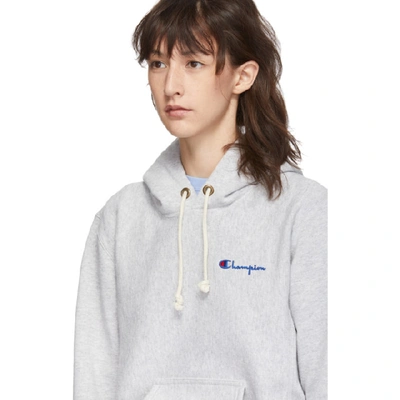 Shop Champion Reverse Weave Grey Small Script Logo Hoodie In Em004 Grey