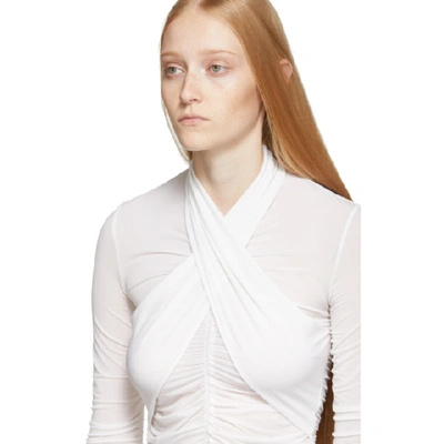Shop Ben Taverniti Unravel Project Unravel White Stocking Scarf Wrap Long Sleeve T-shirt
