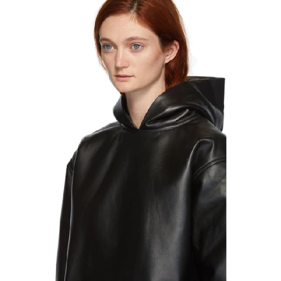 Shop Alexander Wang Black Leather Hoodie In 001 Black