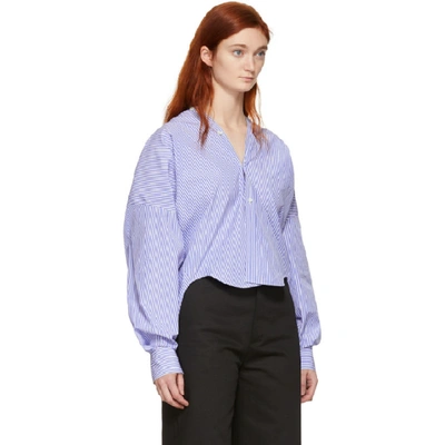 Shop Balenciaga White And Blue New Swing Shirt In 4640 Blue W