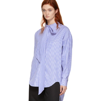 Shop Balenciaga White And Blue New Swing Shirt In 4640 Blue W