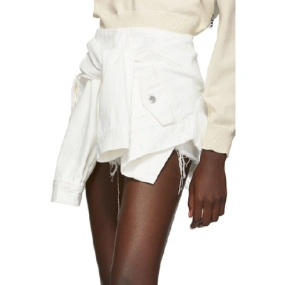 Shop Alexander Wang White Denim Tie Front Skort In Carpenter White