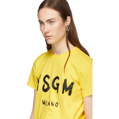 Shop Msgm Ssense Exclusive Yellow Paint Brushed Logo T-shirt In 06 Yellow
