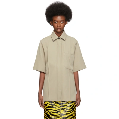 Shop Kwaidan Editions Beige Twill Oversize Shirt
