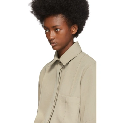 Shop Kwaidan Editions Beige Twill Oversize Shirt