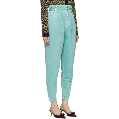 Shop Gucci Blue Embroidered Cherry Jeans In 4048 Blue