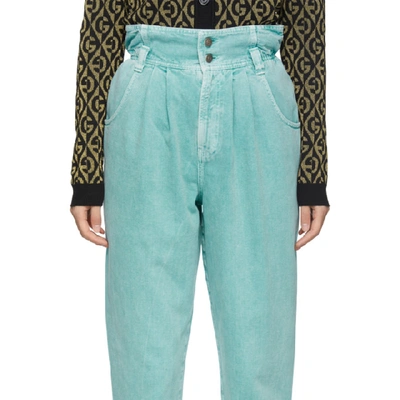 Shop Gucci Blue Embroidered Cherry Jeans In 4048 Blue