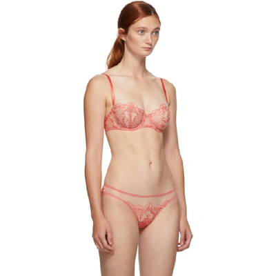 Shop Id Sarrieri I.d. Sarrieri Pink Embroidered Tulle Bra In Corail