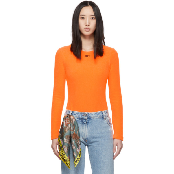 Off-white Orange Stretch-fleece Bodysuit In Orange/black | ModeSens
