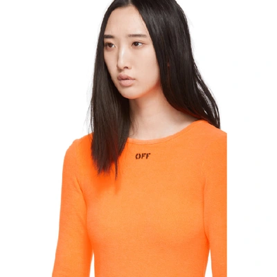 Shop Off-white Orange Terrycloth Bodysuit In Orange/black