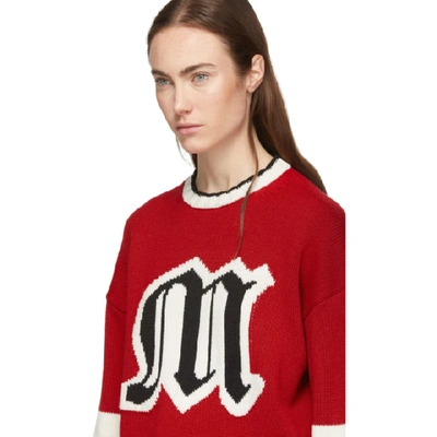 Shop Msgm Red Knit Logo Sweater In 18 Red